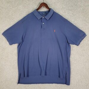Polo Ralph Lauren Shirt Men 3XLT Navy Blue Short Sleeve Pony Golf Cotton Casual